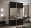 Penderie / Armoire à portes coulissantes / Couleur : Noir / 245,5 x 160 x 64 cm / 2 portes coulissantes / 11 compartiments / Soft-Close / Miroir / 2 tringles à vêtements