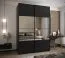 Penderie / Armoire à portes coulissantes / Soft-Close / Miroir / 2 tringles à vêtements / 2 portes coulissantes / 11 compartiments / 245,5 x 170 x 64 cm / Couleur : Noir