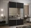 Penderie / Armoire à portes coulissantes / Miroir / 11 compartiments / 245,5 x 170 x 64 cm / 2 portes coulissantes / Soft-Close / Couleur : Noir / 2 tringles à vêtements