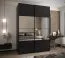 Penderie / Armoire à portes coulissantes / Couleur : Noir / Miroir / 2 portes coulissantes / 245,5 x 180 x 64 cm / Soft-Close / 11 compartiments / 2 tringles à vêtements