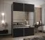 Penderie / Armoire à portes coulissantes / 245,5 x 180 x 64 cm / 2 tringles à vêtements / 2 portes coulissantes / 11 compartiments / Miroir / Soft-Close / Couleur : Noir