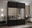 Penderie / Armoire à portes coulissantes / 2 portes coulissantes / 11 compartiments /245,5 x 200 x 64 cm / Miroir / Soft-Close / 2 tringles à vêtements / Couleur : Noir