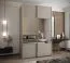 Penderie / Armoire à portes coulissantes / Couleur : Cachemire / 245,5 x 150 x 64 cm / 2 tringles à vêtements / 2 portes coulissantes / Soft-Close / Miroir / 6 compartiments
