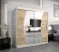 Armoire portes coulissantes avec miroir | Blanc mat & Chêne Sonoma | 200 x 200 x 62 cm | Design moderne et fonctionnel