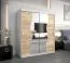 Armoire à portes coulissantes avec miroir Robinyera 04 | Blanc mat & chêne Sonoma | 200 x 180 x 62 cm