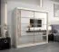 Armoire portes coulissantes Aizkorri 05B avec miroir | Blanc mat & chêne Sonoma | 200 x 200 x 62 cm