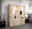 Armoire à portes coulissantes / Penderie Hacho 04 avec miroir, Couleur : Chêne de Sonoma - Dimensions : 200 x 180 x 62 cm ( H x L x P)