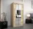 Armoire penderie à portes coulissantes Robinyera 01 avec miroir | Chêne Sonoma | 200 x 100 x 62 cm | Design moderne et gain de place
