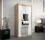 Armoire à portes coulissantes Robinyera 01 avec miroir | chêne Sonoma & blanc mat | 200 x 100 x 62 cm