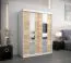 150 cm de large Armoire à portes coulissantes avec 5 casiers et 2 portes | Couleur: Chêne Sonoma / Blanc | Laminée Abbildung