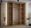 Armoire à portes coulissantes Mina avec miroirs | Blanc & chêne | Poignée noire | 235,2 x 190 x 60 cm | Anti-poussière