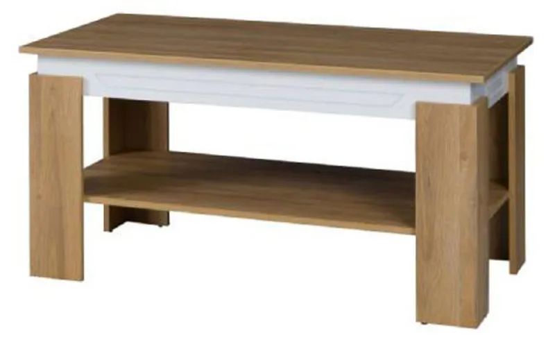 Table basse Bambey 16 | Chêne / Blanc | 115 x 65 x 58 cm | Design moderne et pratique