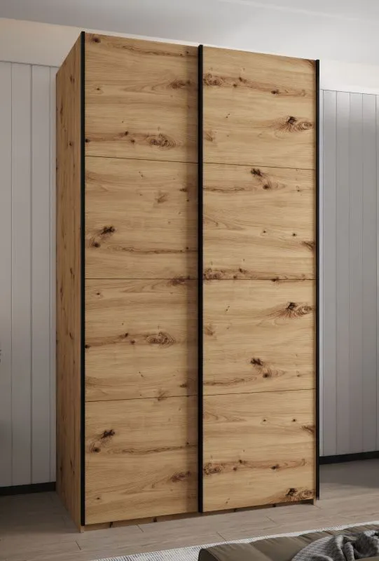 Penderie / Armoire à portes coulissantes / 245,5 x 140 x 64 cm / 2 tringles à vêtements / 2 portes coulissantes / 6 compartiments / 6 étagères / Couleur : Chêne Artisan