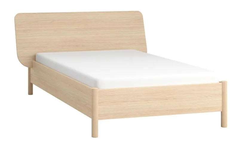 Lit simple scandinave avec tête de lit Aegir 31 | Chêne | Sommier à lattes inclus | 120 x 200 cm