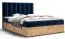 Lit boxspring Pilio 10 avec grand espace de rangement | Bleu & chêne doré | 160 x 200 cm | Matelas H3