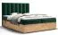 Lit double élégant en velours Pilio 13 vert et chêne doré | 2 espaces de rangement | Matelas Bonell H3 | 180 x 200 cm