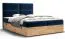 Lit simple élégant en velours bleu Pilio 35 | 2 espaces de rangement | Matelas à ressorts Bonell H3 | 140 x 200 cm | Détails en chêne Golden Craft