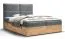 Lit boxspring Pilio 39 en velours doux gris & chêne doré | 160 x 200 cm | 2 espaces de rangement | Matelas à ressorts Bonell H3