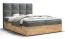 Lit boxspring avec tissu velours doux Pilio 59, Couleur : Gris / Chêne Golden Craft - Surface de couchage : 180 x 200 cm (l x L)