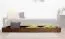 Tiroir pour lit - bois de pin massif, couleur noyer 003 - Dimensions 18,50 x 198 x 54 cm (H x L x P)