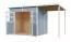 Abri de jardin / Surface de base : 6,84 m² / Laqué gris clair / Abri de jardin / Abri de jardin en éléments 19 mm / Abri de jardin avec toit traînant / Plancher inclus / Toit plat / Freiberg 02
