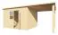 Tonnelle de jardin non traitée avec toit rapporté et plancher, Cabane de jardin en éléments, Surface au sol : 16,41 m², Toit plat, Double porte avec verre de sécurité