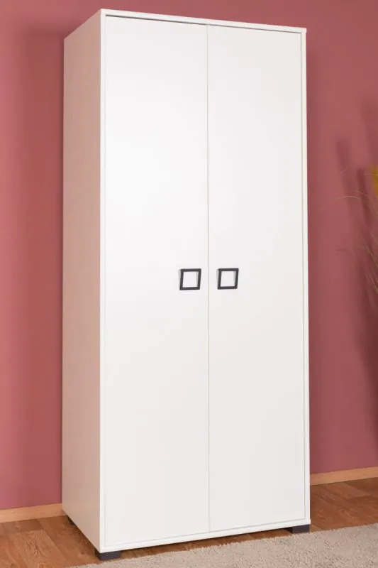 Chambre d'enfant - Armoire à portes battantes / armoire Benjamin 12, couleur : blanc - Dimensions : 198 x 84 x 56 cm (H x L x P)