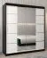 Armoire à portes coulissantes Jan 04D avec miroir | Noir / Blanc mat | 200 x 180 x 62 cm
