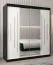 Armoire à portes coulissantes / Penderie avec miroir Tomlis 04A, Couleur : Noir / Blanc mat - Dimensions : 200 x 180 x 62 cm (h x l x p)
