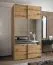 Penderie / Armoire à portes coulissantes / Couleur : Chêne Artisan / Miroir / 6 compartiments / Soft-Close / 2 tringles à vêtements / 2 portes coulissantes / 245,5 x 140 x 64 cm