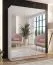 Armoire de chambre à coucher avec miroir / Couleur : Blanc / Fonction soft-close / Poignées : Noir / Dimensions : 150 x 52 x 202 cm / 2 compartiments / Penderie / ABS / 2 tringles à vêtements