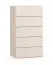 Commode étroite 5 tiroirs beige | Soft-Close | 62,5 x 47 x 112 cm | Poignées blanches | Design sobre salon