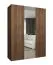 Penderie / Armoire à portes battantes avec 2 tringles / Couleur : Noyer / 1,5 mètre de large / 2 compartiments / Poignées : Argentées / 1 porte miroir