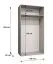 Armoire à portes battantes de 1 mètre de large / Couleur : Noyer / 2 portes miroir / Poignées : Argent / Système de fermeture Soft-Close / 1 compartiment / 1 tringle à vêtements