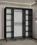 Armoire moderne à portes coulissantes aspect marbre Jotunheimen 92, couleur : noir - Dimensions : 208 x 180,5 x 62 cm (H x L x P)
