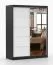 Armoire penderie Bucegi 21 | Portes coulissantes miroir | Blanc / Noir | 2 portes | 6 compartiments | 200 x 150 x 61 cm