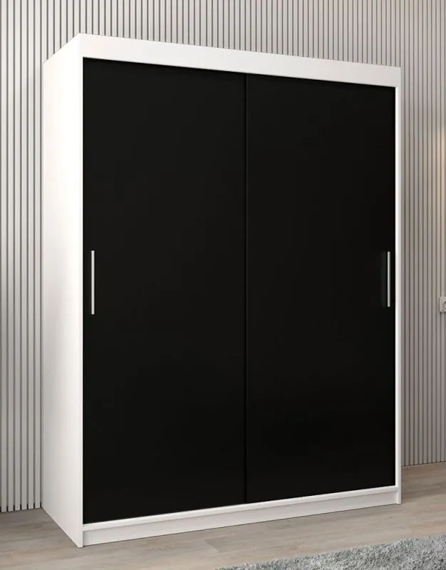 150 cm de large Armoire avec 5 casiers et 2 portes | Couleur: Blanc / Noir Abbildung