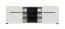 Meuble TV Idos 01 avec 2 portes | Blanc/Blanc Brillant/Noir | 5 compartiments | Verre Parsol | 49,5 x 150 x 41,5 cm