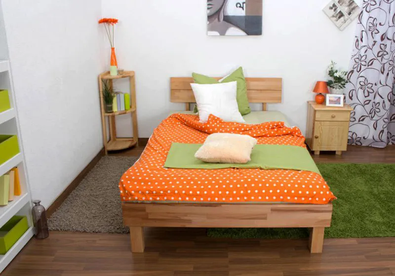 Coeur de Hêtre Lit en bois Cadre de lit 120 x 200 cm huilé Abbildung