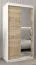 Armoire à portes coulissantes / Penderie avec miroir Tomlis 01B, Couleur : Blanc mat / Chêne de Sonoma - Dimensions : 200 x 100 x 62 cm (H x L x P)