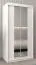 Armoire à portes coulissantes / Penderie Bisaurin 1B avec miroir, Couleur : Blanc mat - Dimensions : 200 x 100 x 62 cm ( H x L x P)