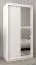Armoire à portes coulissantes / Penderie Bisaurin 1C avec miroir, Couleur : Blanc mat - Dimensions : 200 x 100 x 62 cm ( H x L x P)
