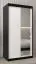 Armoire penderie à portes coulissantes Bisaurin 1C avec miroir | Noir / Blanc mat | 200 x 100 x 62 cm