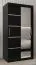 Armoire à portes coulissantes / Penderie Jan 01B avec miroir, Couleur : Noir - Dimensions : 200 x 100 x 62 cm ( H x L x P)