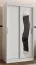 Armoire à portes coulissantes Lagginhorn 02 | Blanc | 100 cm de large | Rails en aluminium | 1 porte miroir | 5 compartiments | 2 tringles