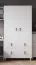 Armoire penderie 2 portes 2 m de haut | Blanc | Taygetos 03 | 201 x 105 x 55 cm | 4 tiroirs | 6 niches | Poignées en cuir