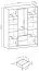 Armoire trois portes au design moderne Leeds 05, couleur : Graphite - Dimensions : 200 x 155 x 51 cm (h x l x p)