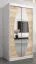 Armoire à portes coulissantes / Penderie Calvitero 01 avec miroir, Couleur : Blanc mat / Chêne de Sonoma - Dimensions : 200 x 100 x 62 cm ( H x L x P)