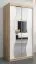 Armoire à portes coulissantes Robinyera 01 avec miroir | chêne Sonoma & blanc mat | 200 x 100 x 62 cm