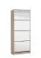 Meuble à chaussures haut miroir Gradide 10 | Espace optimisé | 4 portes abattantes | Chêne gris | 155,5 x 67 x 28 cm